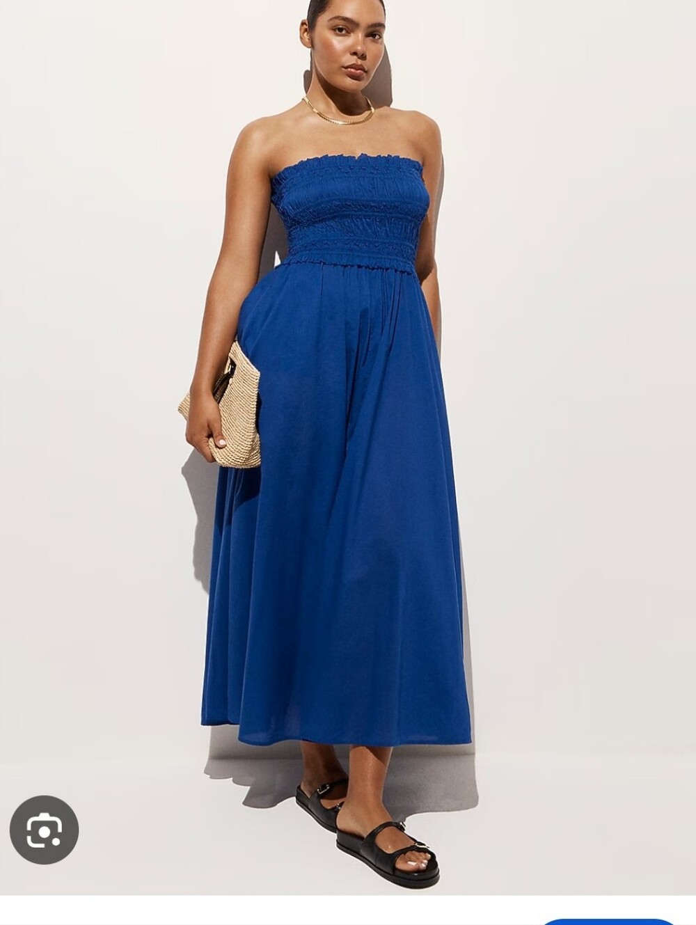 NWT! J. CREW Smocked Maxi Dress Cover-Up Cotton Voile Sundress Blue Medium RCO